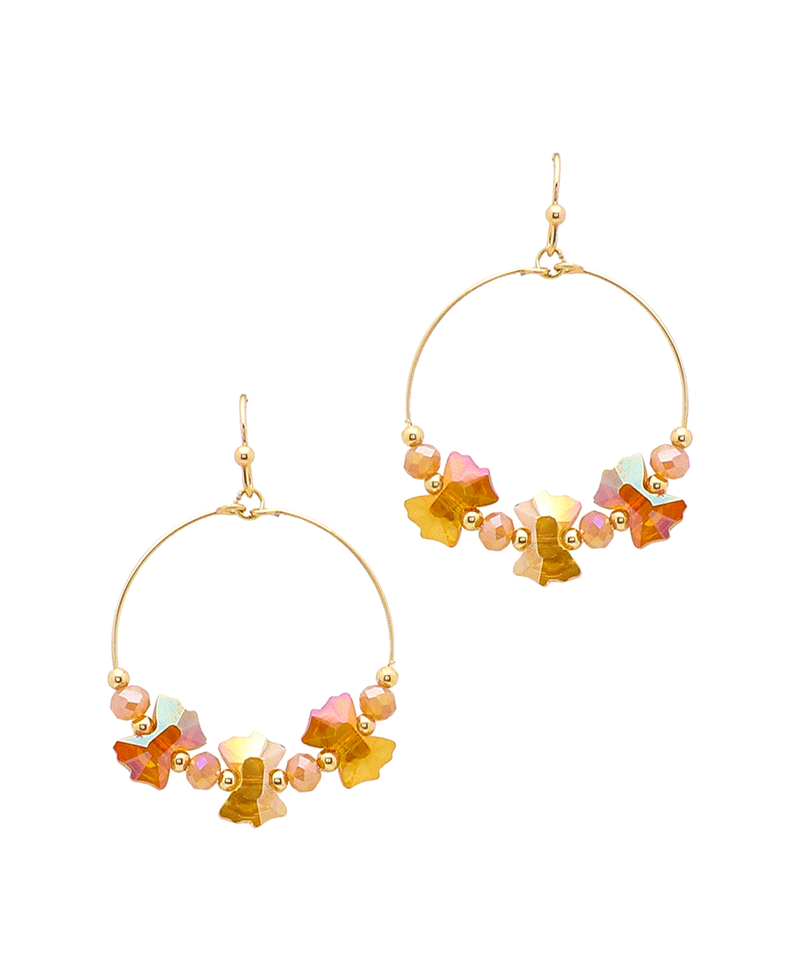 Wire Circle w/ Crystal Beads Earring