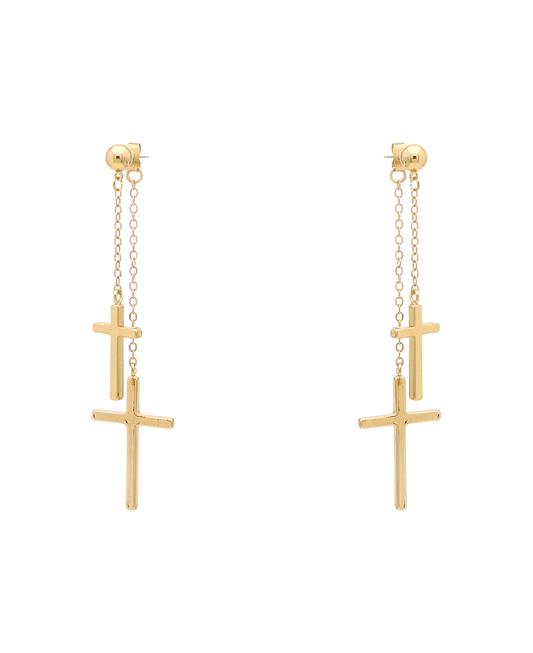 Double Cross Dangle Post Earring