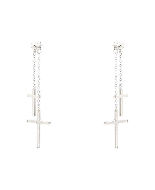 Double Cross Dangle Post Earring