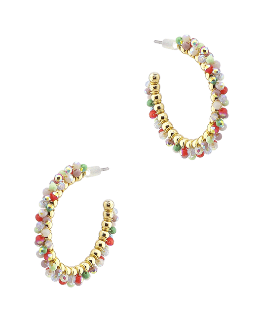 Glass Bead Hoop Earring
