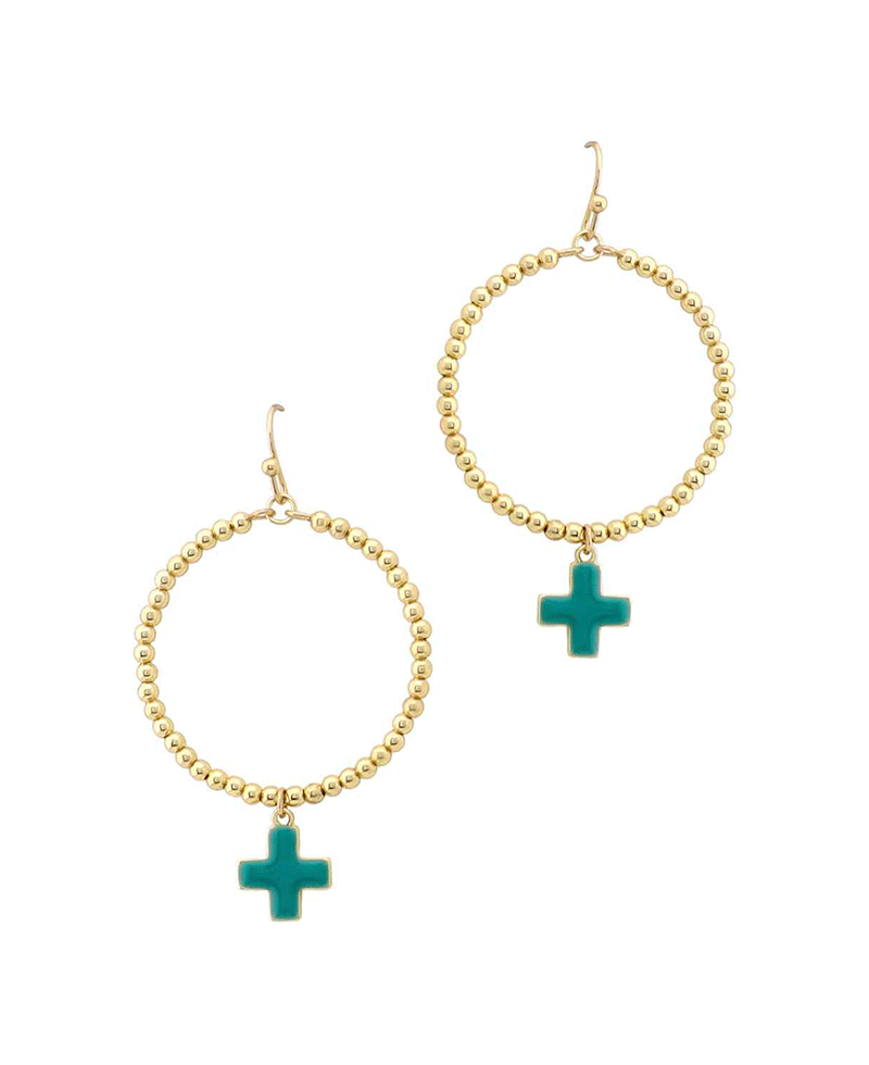 Cross Ball Round Earring