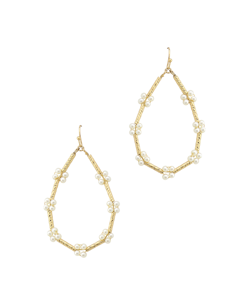 Teardrop Pipe w/ Beads Earring