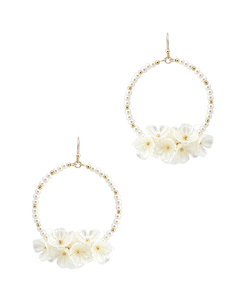 Multi Bead Round w/ Flowers Earring