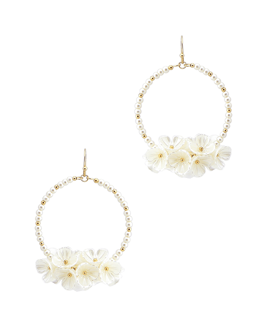 Multi Bead Round w/ Flowers Earring