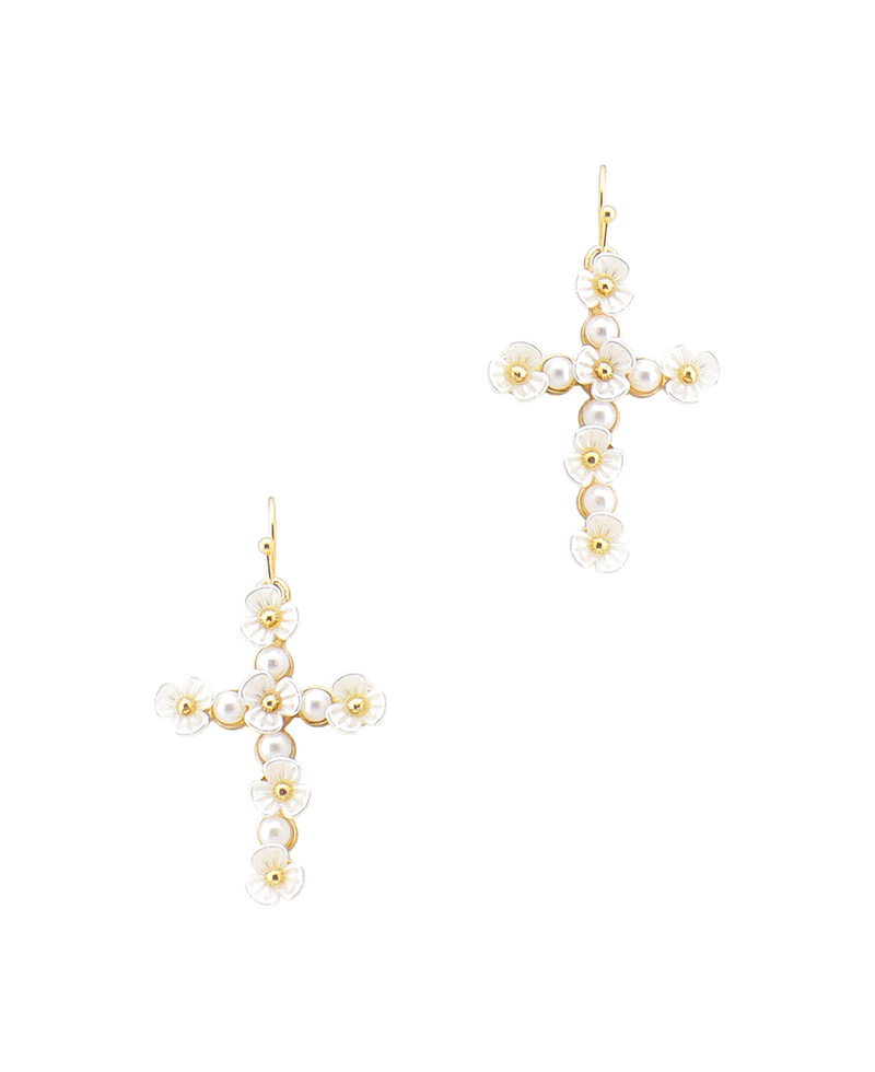 Cross w/ Flower Earring