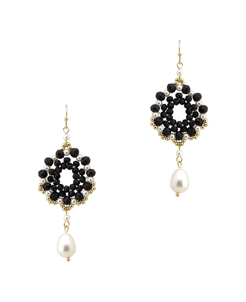 Pearl Drop Multi Bead Round Earring