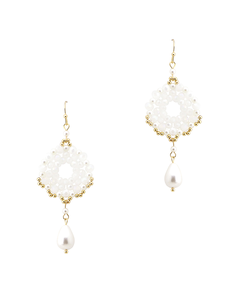 Pearl Drop Multi Bead Round Earring