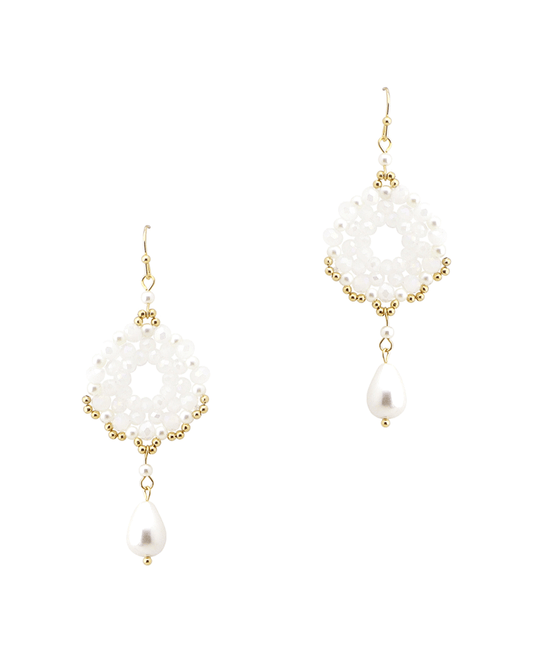 Pearl Drop Multi Bead Round Earring