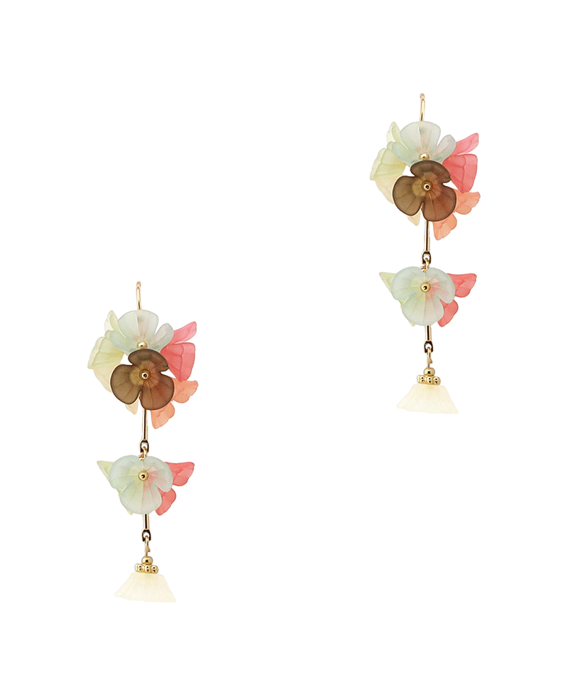 Multi Flower Drop Earring