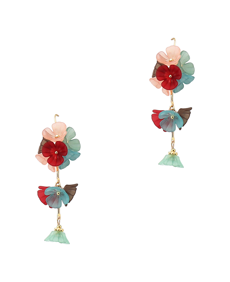 Multi Flower Drop Earring