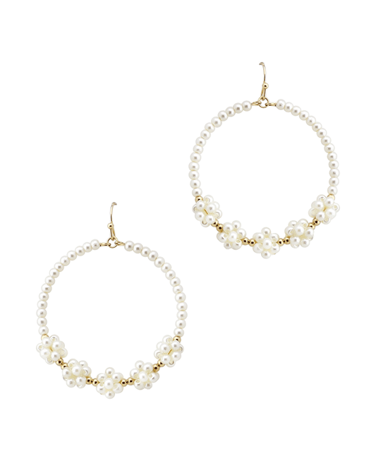 Pearl Flower Round Earring