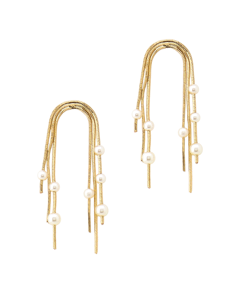 Pearl Bead Chain Metal Earring