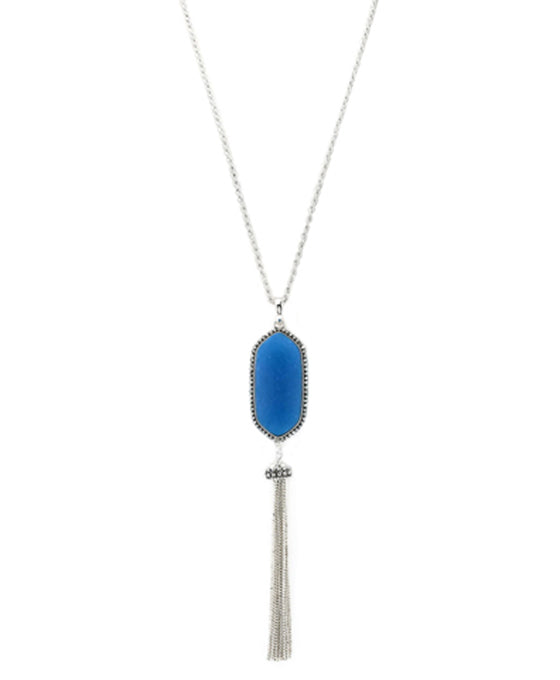 Oval Sea Glass w/ Chain Tassel Necklace