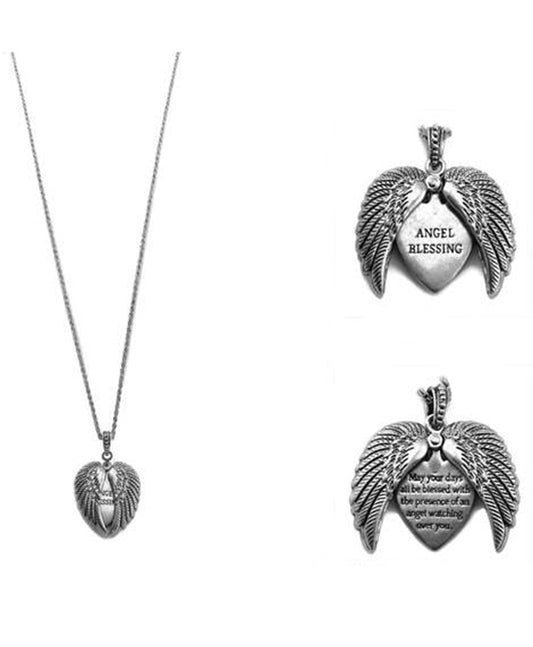 Message Locket Necklace - Angel Blessing