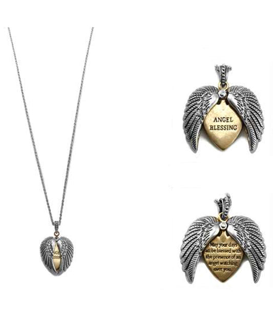 Message Locket Necklace - Angel Blessing