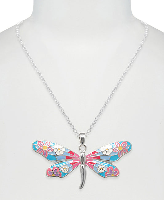 Dragonfly Garden Epoxy Necklace
