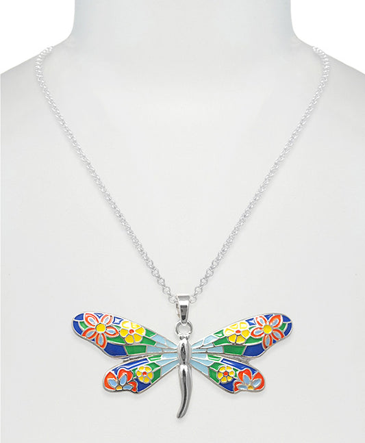 Dragonfly Garden Epoxy Necklace