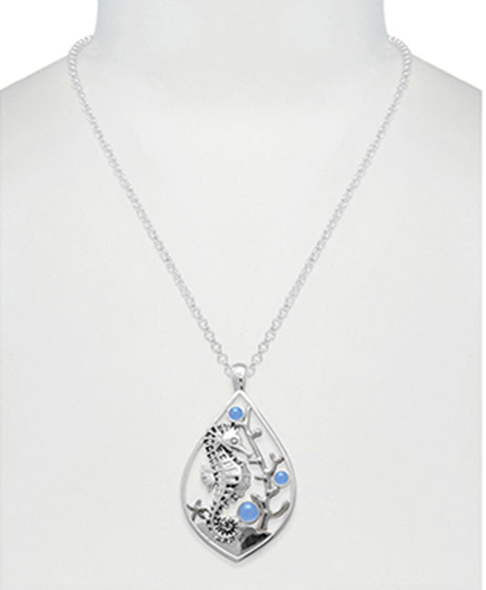 Sea Horse w/ Sea Glass Cutout Necklace