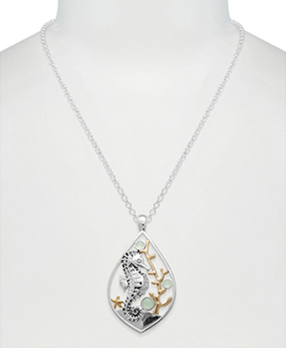 Sea Horse w/ Sea Glass Cutout Necklace
