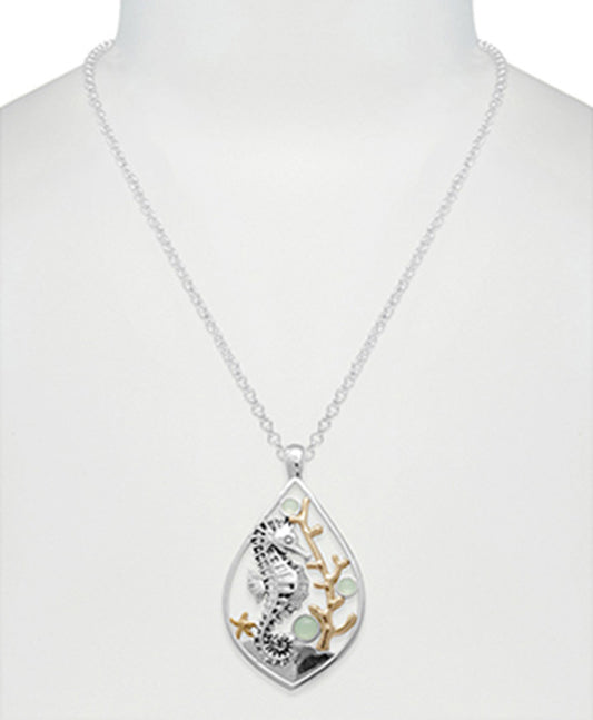 Sea Horse w/ Sea Glass Cutout Necklace