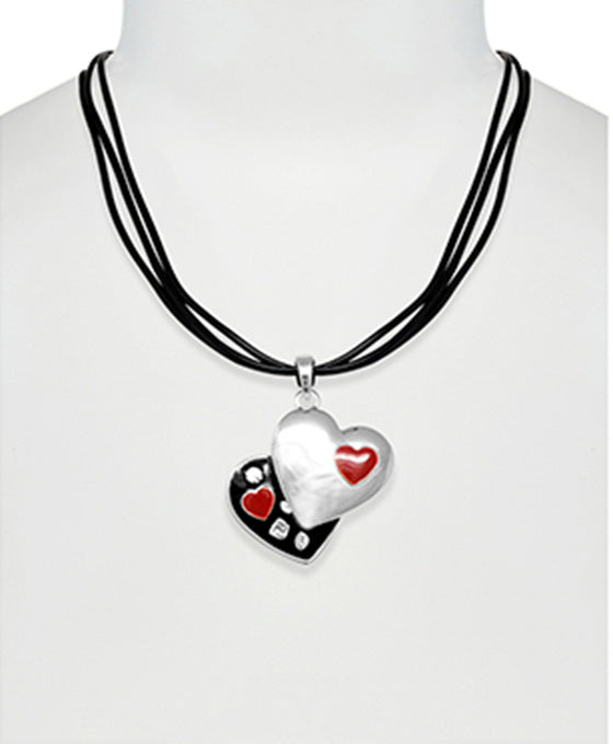 Heart Color Epoxy Cord Necklace