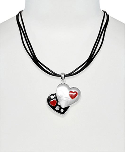 Heart Color Epoxy Cord Necklace
