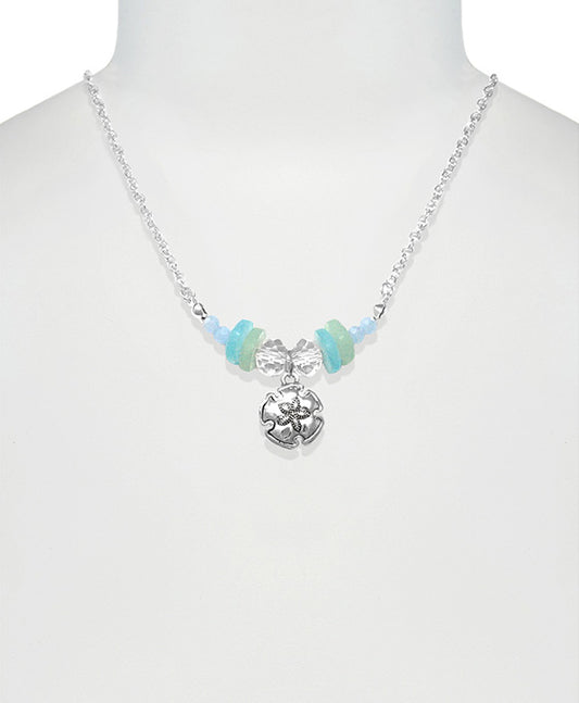 Sand Dollar Sea Glass w/ Charm Necklace