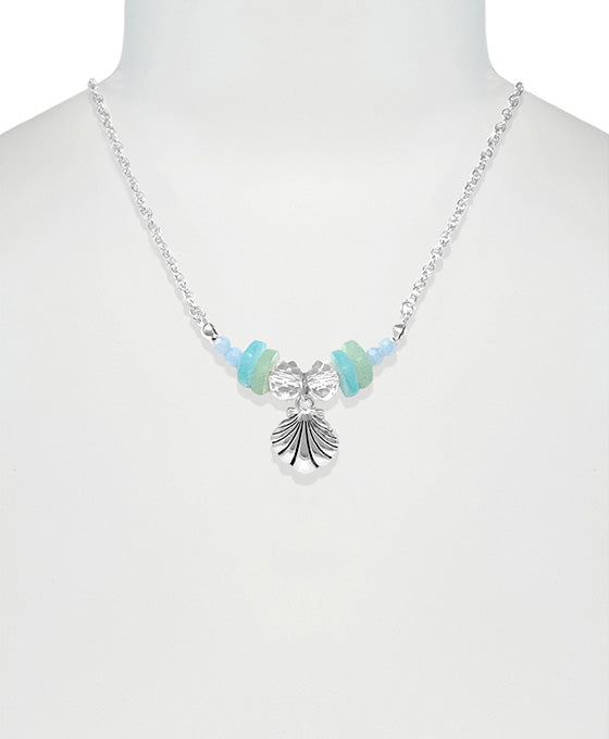 Shell Sea Glass w/ Charm Necklace