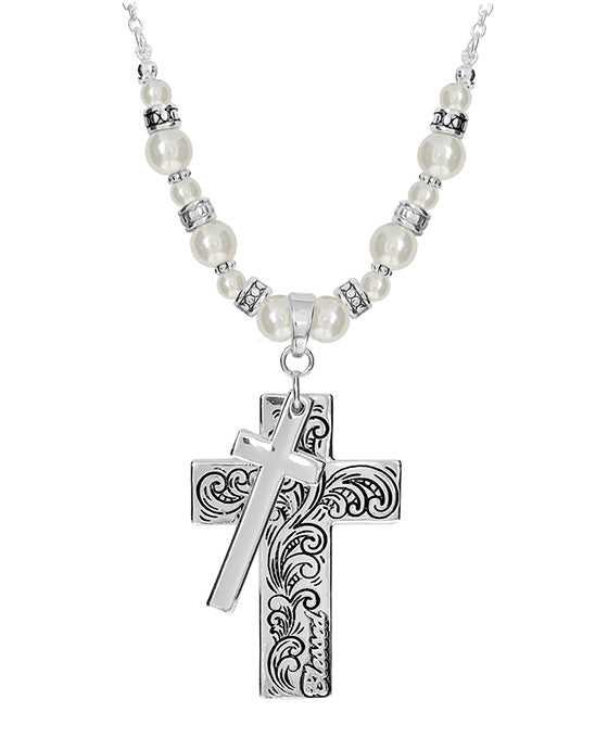 Blessed Cross w/ Pearl Necklace