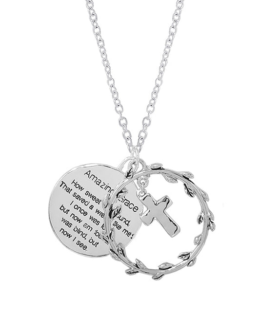 Amazing Grace & Cross Dual Necklace