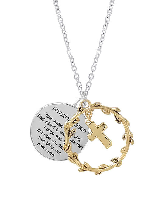 Amazing Grace & Cross Dual Necklace