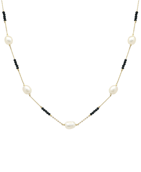 Fresh Water Pearl & Glass Short Necklace