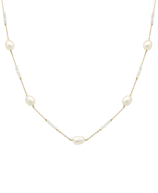 Fresh Water Pearl & Glass Short Necklace