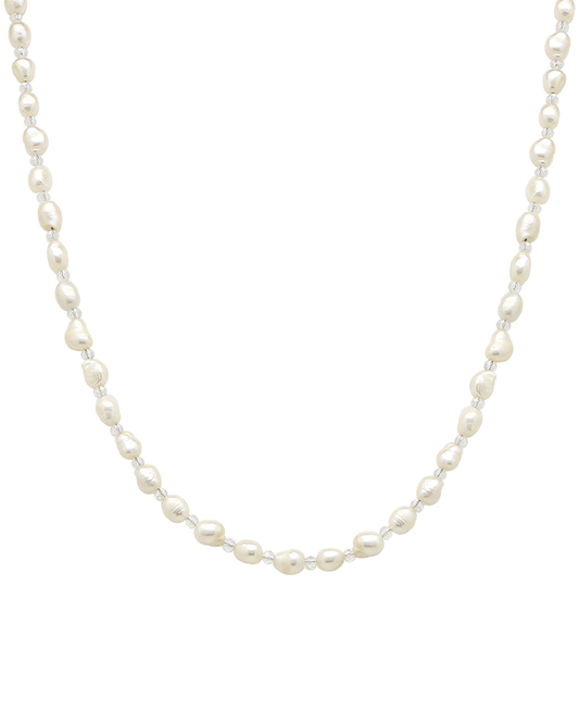 Fresh Water Pearl & Glass Short Necklace