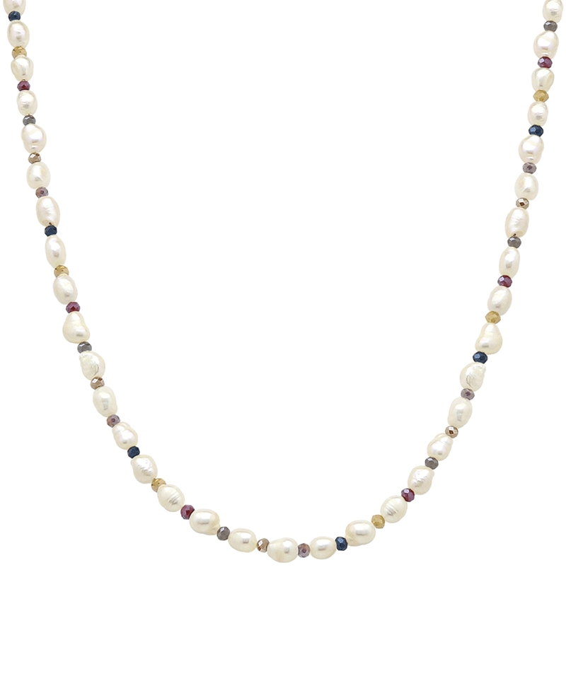 Fresh Water Pearl & Glass Short Necklace