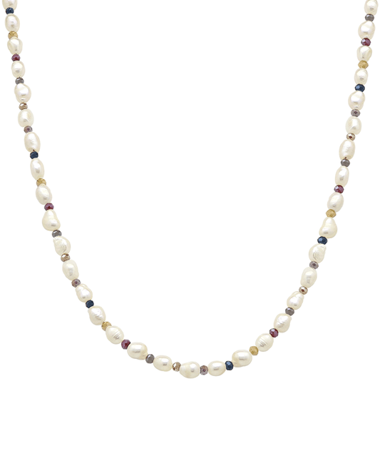 Fresh Water Pearl & Glass Short Necklace