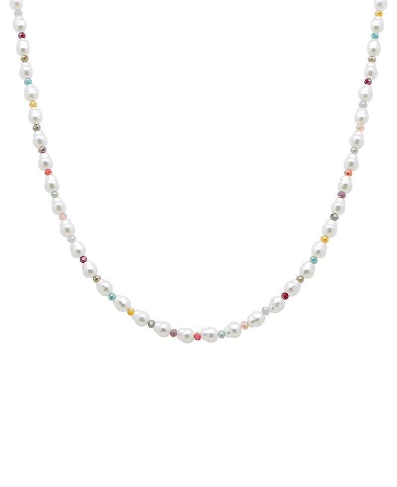 Fresh Water Pearl & Glass Bead Short Necklace