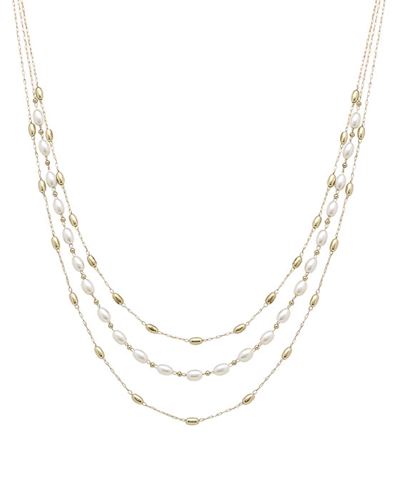 Pearl & CCB 3 Layered Necklace