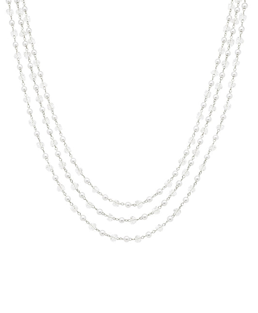 Pearl & Glass 3 Layered Short Necklace