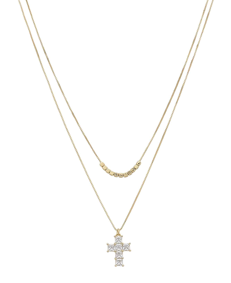 Layered Cross Pendant Necklace