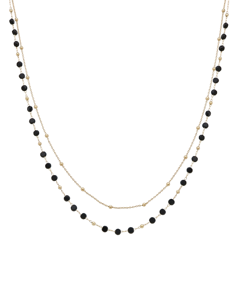 Glass & Chain Short Necklace