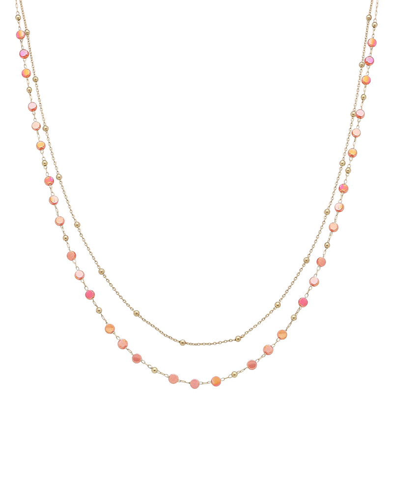 Glass & Chain Short Necklace