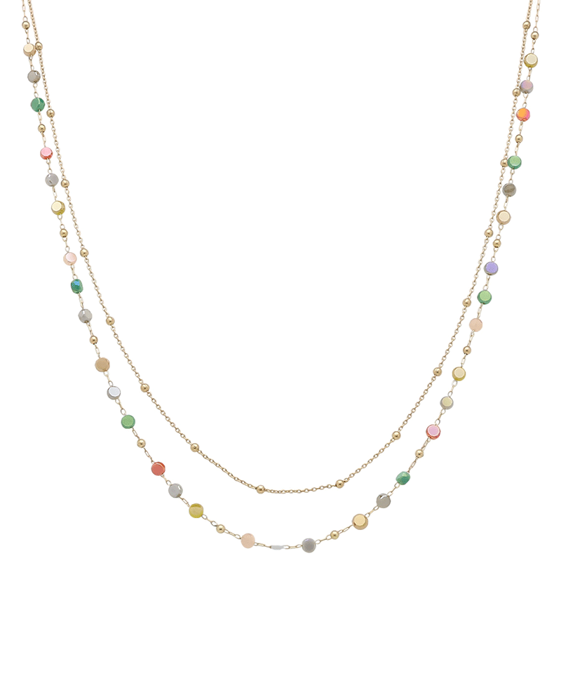 Glass & Chain Short Necklace