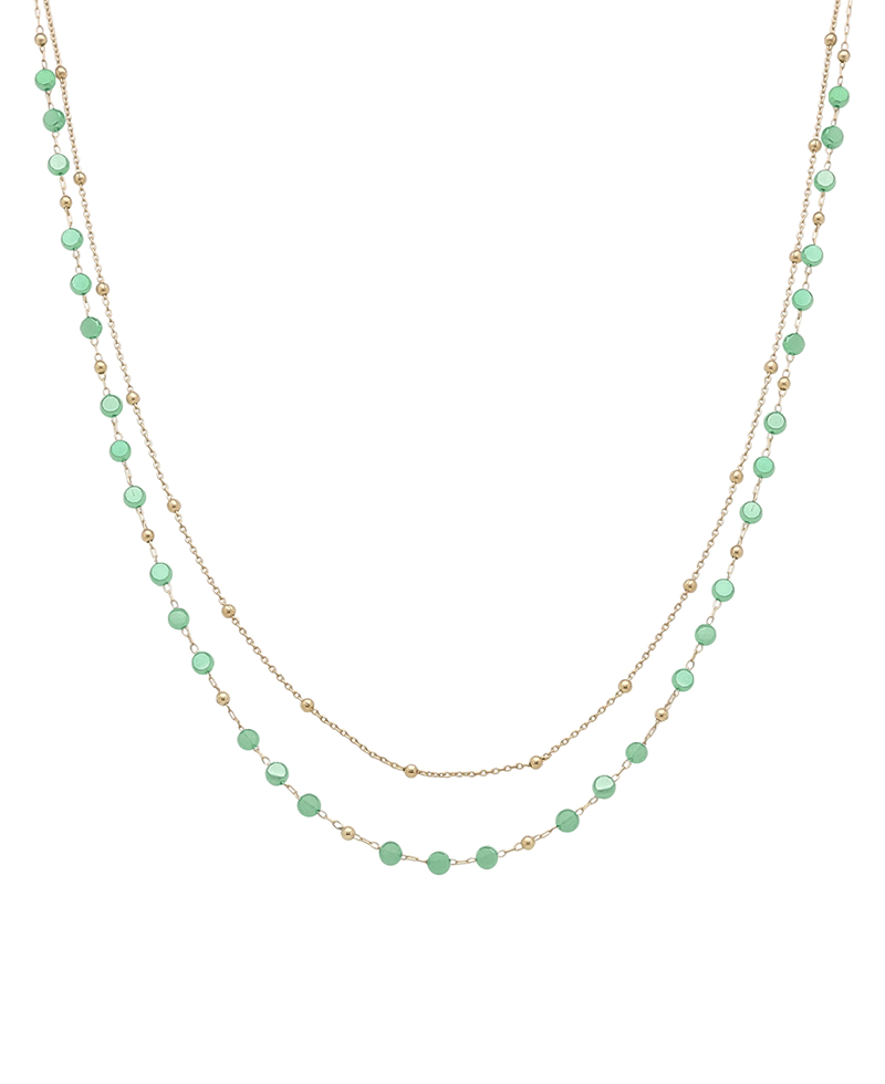 Glass & Chain Short Necklace