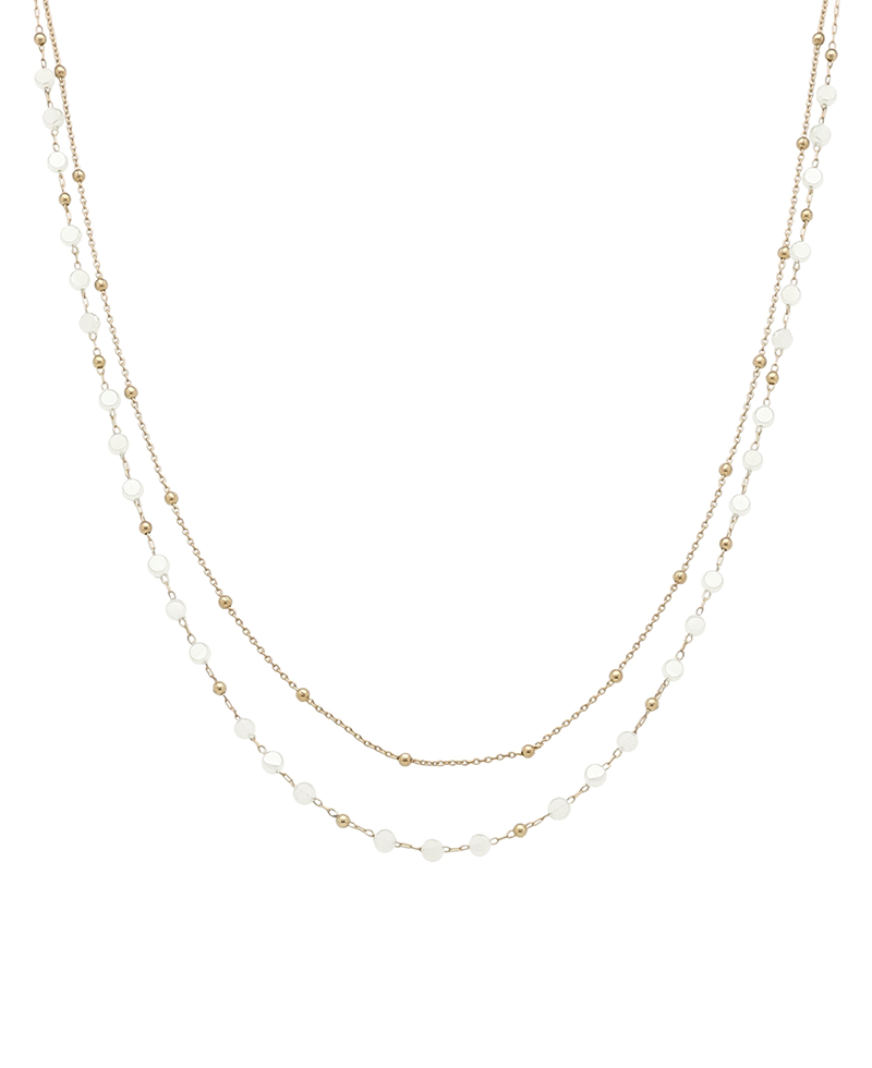 Glass & Chain Short Necklace