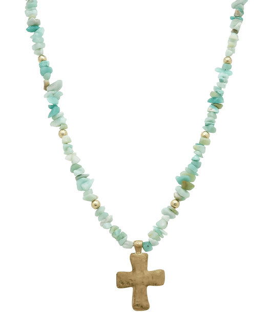 Chipstone w/ Cross Short Necklace