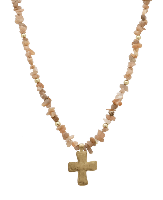 Chipstone w/ Cross Short Necklace