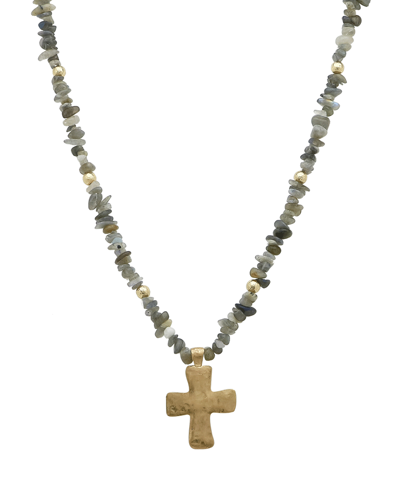 Chipstone w/ Cross Short Necklace