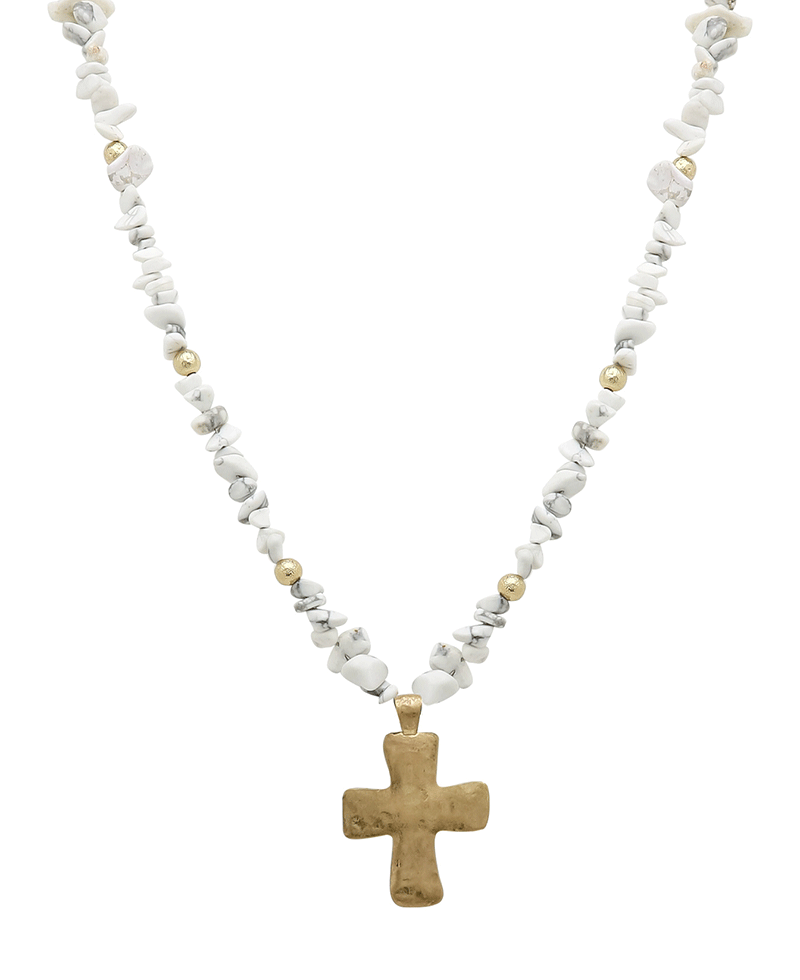 Chipstone w/ Cross Short Necklace
