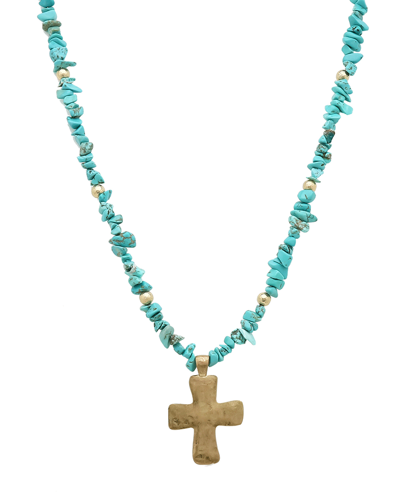Chipstone w/ Cross Short Necklace
